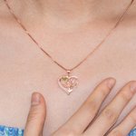Personalised Mother and Child Love Heart Birthstone Necklace for Mother Grandma Wife