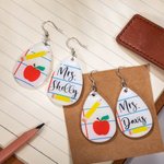 Personalize Acrylic Dangle Earrings with Name Teacher Appreciation Gift for Her
