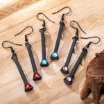 Boucles d'Oreilles Personnalisées avec Pierre de Naissance Pendentif Clous de Fer à Cheval Cadeau pour Femme