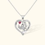 Personalised Mother and Child Love Heart Birthstone Necklace for Mother Grandma Wife
