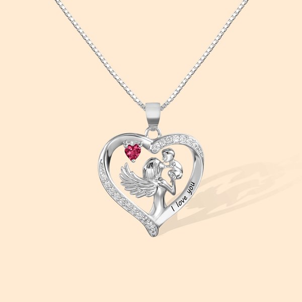 Personalizada Madre e Hijo Amor Corazón Birthstone Collar para Madre Abuela Esposa