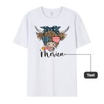 T-shirt personnalisé de la fête de l'Indépendance avec drapeau américain Highland Cow Chemise amusante du 4 juillet