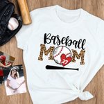 Personalised Baseball MOM T-Shirt with Name Gift for Mom