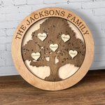 Personalisierte 3D The Family Tree Holzschild mit 1-9 eingravierten Namen & Herz Tags Housewarming Hochzeit Home Decor Geschenk für Familie Paar