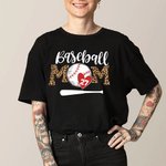 Personalised Baseball MOM T-Shirt with Name Gift for Mom