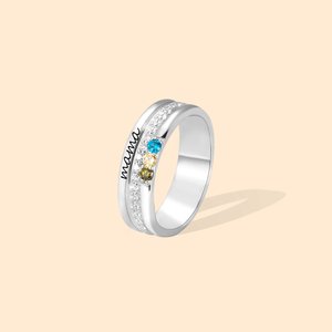 Personalisierte Familie Ring mit 1-5 Geburtssteine für Damen Mama Oma zum Muttertag Geburtstag