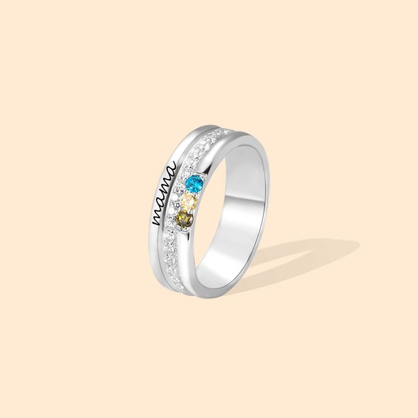 Anillo Personalizado Mamá Familia con 1-5 Piedras de Nacimiento para Mujeres Madre Abuela Día de la Madre Cumpleaños Joyería