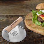 Prensa para hamburguesas de acero inoxidable personalizada y grabada