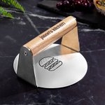 Prensa para hamburguesas de acero inoxidable personalizada y grabada