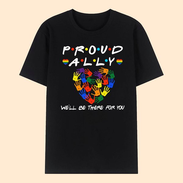 Personalised Cotton LGBT Proud Ally Women Rainbow Palms T-Shirt