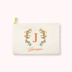Sac de Maquillage Personnalisé avec Fleur de Naissance et Nom Cadeau pour Femme