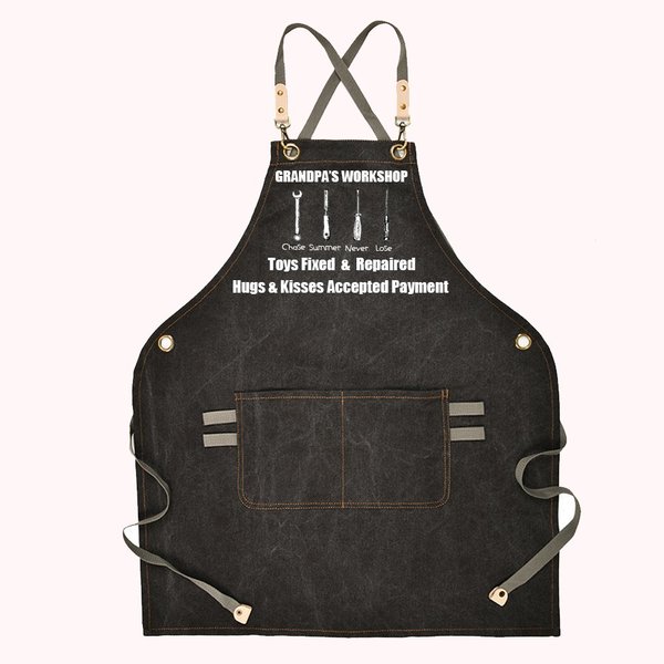 Tablier d'Atelier Personnalisé avec Nom Sangles Réglables et Grandes Poches Cadeau Anniversaire Fête des Pères pour Grand-père