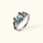 Personalized Bohemian Vintage Horseshoe Ring with Engraved Text Turquoise Lucky Jewellery Birthday Valentine's Day Gift for Family Friend Couple