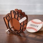 Gepersonaliseerde 3 Pack Baseball ontwerp Drink Onderzetters Set met Houder