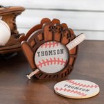 Gepersonaliseerde 3 Pack Baseball ontwerp Drink Onderzetters Set met Houder