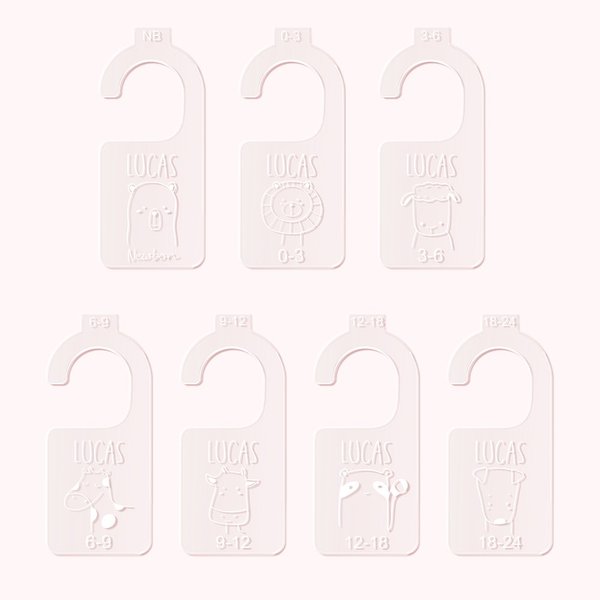 Personalized Acrylic Nursery Closet Divider Hangers with Name Set of 7