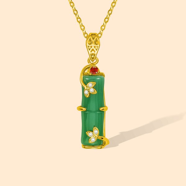 Personalised Natural Jade Pendant Charm Necklace with Birthstone