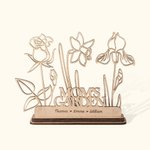 Gepersonaliseerde Houten Uitgeholde Geboortebloem Decoratie met Namen