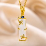 Personalised Natural Jade Pendant Charm Necklace with Birthstone
