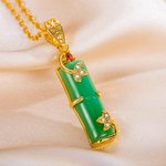 Personalised Natural Jade Pendant Charm Necklace with Birthstone