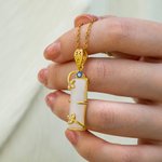 Personalised Natural Jade Pendant Charm Necklace with Birthstone