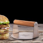 Prensa para hamburguesas de acero inoxidable personalizada y grabada