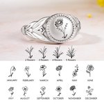 Bague en Argent Personnalisée avec 1-5 Fleurs de Naissance Bague de Bouquet Cadeau Anniversaire Fête pour Femme