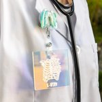 Badge d'identification personnalisé pour échographes avec enrouleur fleuri pour le personnel médical