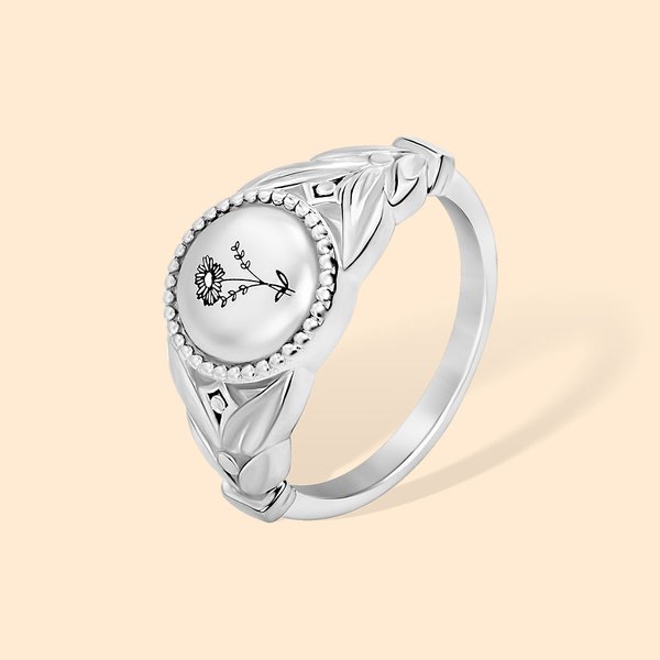 Anillo Personalizado Flor de Nacimiento Ramo de Plata para Mujer