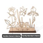 Gepersonaliseerde Houten Uitgeholde Geboortebloem Decoratie met Namen