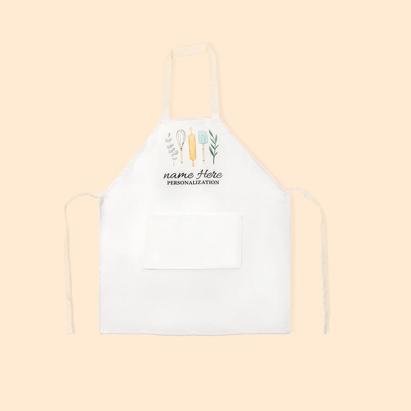 Delantal de cocina de lino personalizado con bolsillo