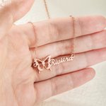 Collier Personnalisé avec Papillon de Naissance et Prénom Bijou Argent ou Laiton Cadeau Anniversaire Fête pour Femme