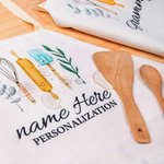 Personalised Linen Kitchen Apron with Pocket
