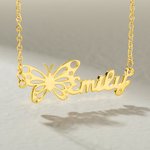 Collier Personnalisé avec Papillon de Naissance et Prénom Bijou Argent ou Laiton Cadeau Anniversaire Fête pour Femme