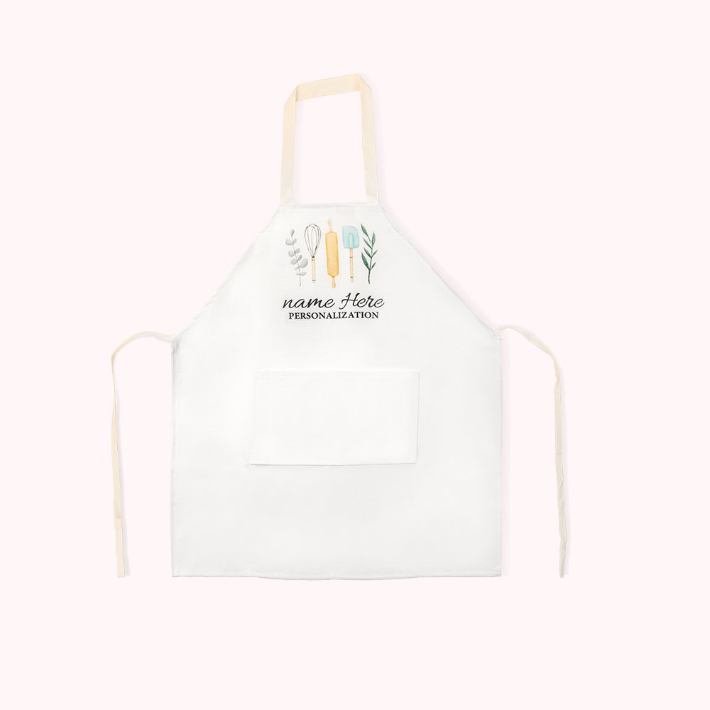 Personalisierte Leinen Küchenschürze mit Tasche