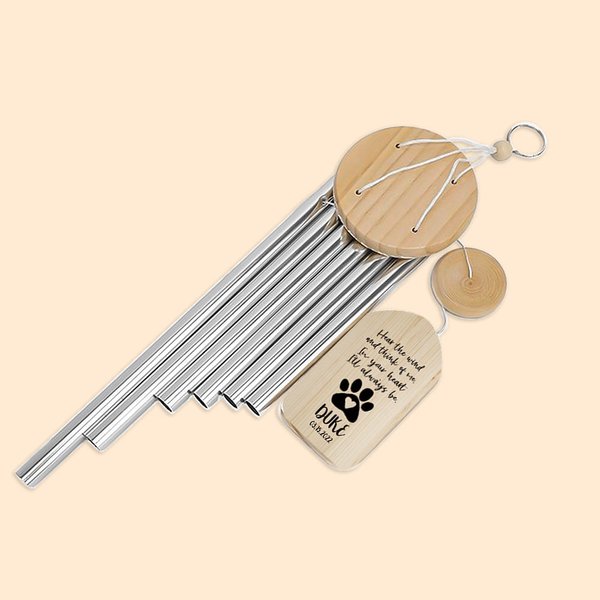 Personalised Rainbow Bridge Wind Chime with Name and Date Memorial Sympathy Pet Loss Gift for Pet Lovers