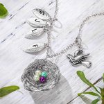 Collier Personnalisé avec Initiale et Oeuf de Naisssance Collier de Famille en Nid d'Oiseau Cadeau d'Anniversaire St Valentin pour Maman Grand-mère