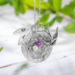 Collier Personnalisé avec Initiale et Oeuf de Naisssance Collier de Famille en Nid d'Oiseau Cadeau d'Anniversaire St Valentin pour Maman Grand-mère