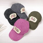 Personalized Pink Ribbon Breast Cancer Awareness Distressed Baseball Cap