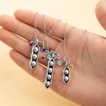Personalised Pea Pod and Birthstone Necklace Gift for Best Friend