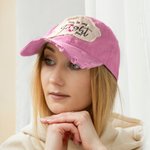 Personalized Pink Ribbon Breast Cancer Awareness Distressed Baseball Cap