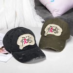 Personalized Pink Ribbon Breast Cancer Awareness Distressed Baseball Cap