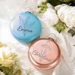 Flasque ronde personnalisée gravée au laser avec nom et mois de naissance Fleur