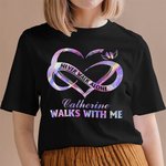 Personalized Memorial Heart T-shirt Never Walk Alone Walk With Me