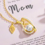 Personalised Vine Leaf Curve Necklace with Heart and Pearl