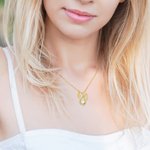 Personalised Vine Leaf Curve Necklace with Heart and Pearl