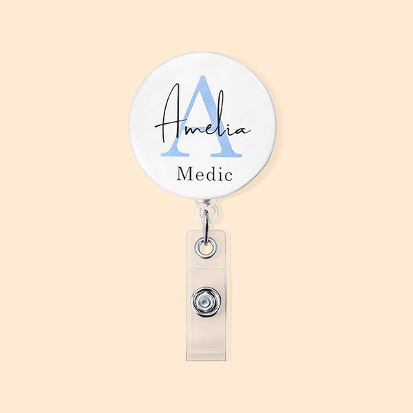 Enrouleur de badge rétractable personnalisé avec nom pour le personnel médical