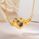 Personalized Wing Heart Photo Projection Memorial Necklace for Her
