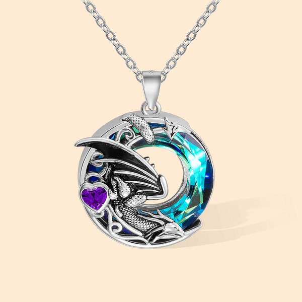 Pendentif Personnalisé avec Pierre de Naissance Collier de Dragon Orné de Cristaux Cadeau d'Anniversaire pour Femme