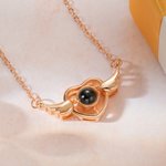 Personalized Wing Heart Photo Projection Memorial Necklace for Her